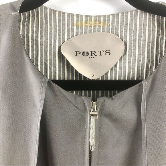 PORTS 1961 Silver Zip Front Trench Coat- Size 2 - Picture 7 of 11